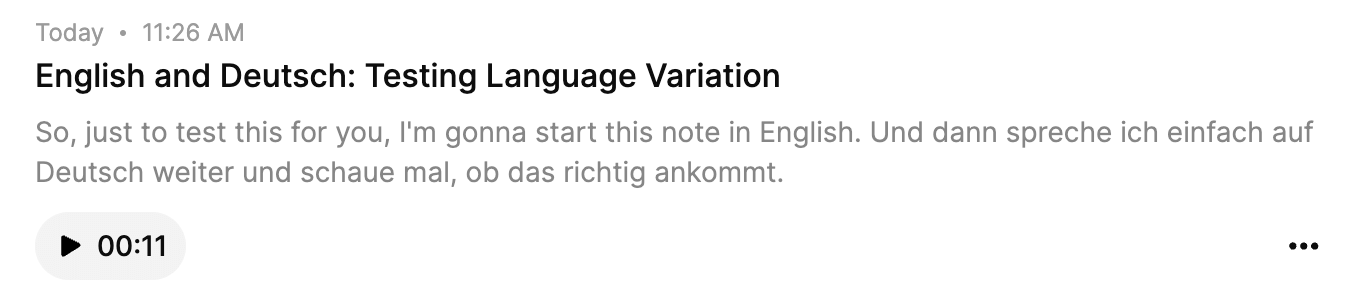 demonstrating
  switching languages halfway through a transcription